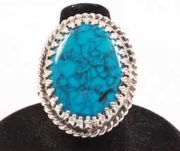 Whiting and Davis Ring Vintage Jewelry Blue Stone with Veins VGC - $42.06