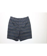 Vintage 50s Streetwear Mens 36 Faded Flat Front Chino Shorts Blue Plaid USA - $59.35