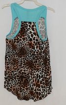 Pomelo Girls Tunic Aqua Brown White Black Leopard Print Size Medium image 3