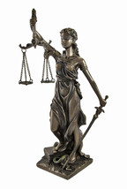 Bronzed La Justicia with Scales and Sword Statue 8 In. - £43.51 GBP