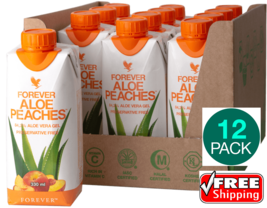 Forever Living Aloe Peach Nectar Juice Gel Kosher Halal Mini To Go Size 12 Pack - £66.12 GBP