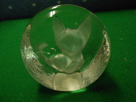 Great VINTAGE Crystal Paperweight CAT Design...Made in Yugoslavia - $22.36