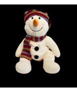Russ Berrie Snowdin 20&quot; Snowman Red Striped Scarf Hat Beanbag Plush Stuf... - £22.18 GBP