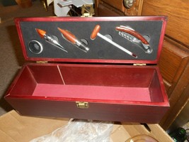 Unique 6 Piece Deluxe Wine Accessories and Wooden Bottle box  Kit/USED CONDITION - £22.68 GBP