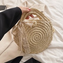 Bohemia Straw Round Bag For Women Bow Knitted Shoulder Crossbody Bag Woven Ratta - £17.96 GBP