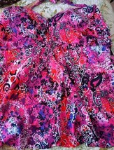 Swimsuits For All Tankini Top Sz. 14, New With Tags, Black, Pink Paisley Floral  - £13.03 GBP