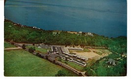 1955 Vintage Yankee Travler route 3 Plymouth MA Postcard aerial view - $4.94