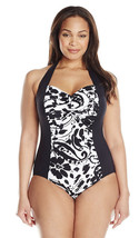 Anne Cole Women&#39;s Size 24W 5X Antigua Shirred Halter One-Piece Swimsuit ... - £47.54 GBP