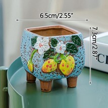 Korean Creative Cute Ceramic Succulent Plant Pot With Feet Square Hand-painted S - £17.84 GBP