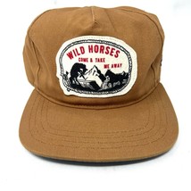 The Ampal Creative Wild Horses Hat Leather Strap Cap Brown Canvas Made i... - $34.24 CAD