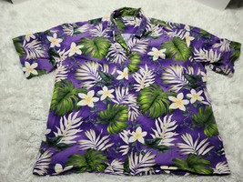 Pacific Legend Hawaiian Shirt Mens 3XL Purple Floral Button Up Cotton USA VTG - £14.71 GBP