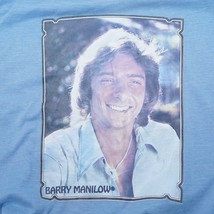 Vintage Barry Manilow 80s Shirt Graphic Tee Teal Light Blue Size XL - £21.64 GBP