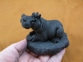 SH-HIP-4) relaxing Hippo hippopotamus figurine black Shungite stone hand carving - £38.59 GBP