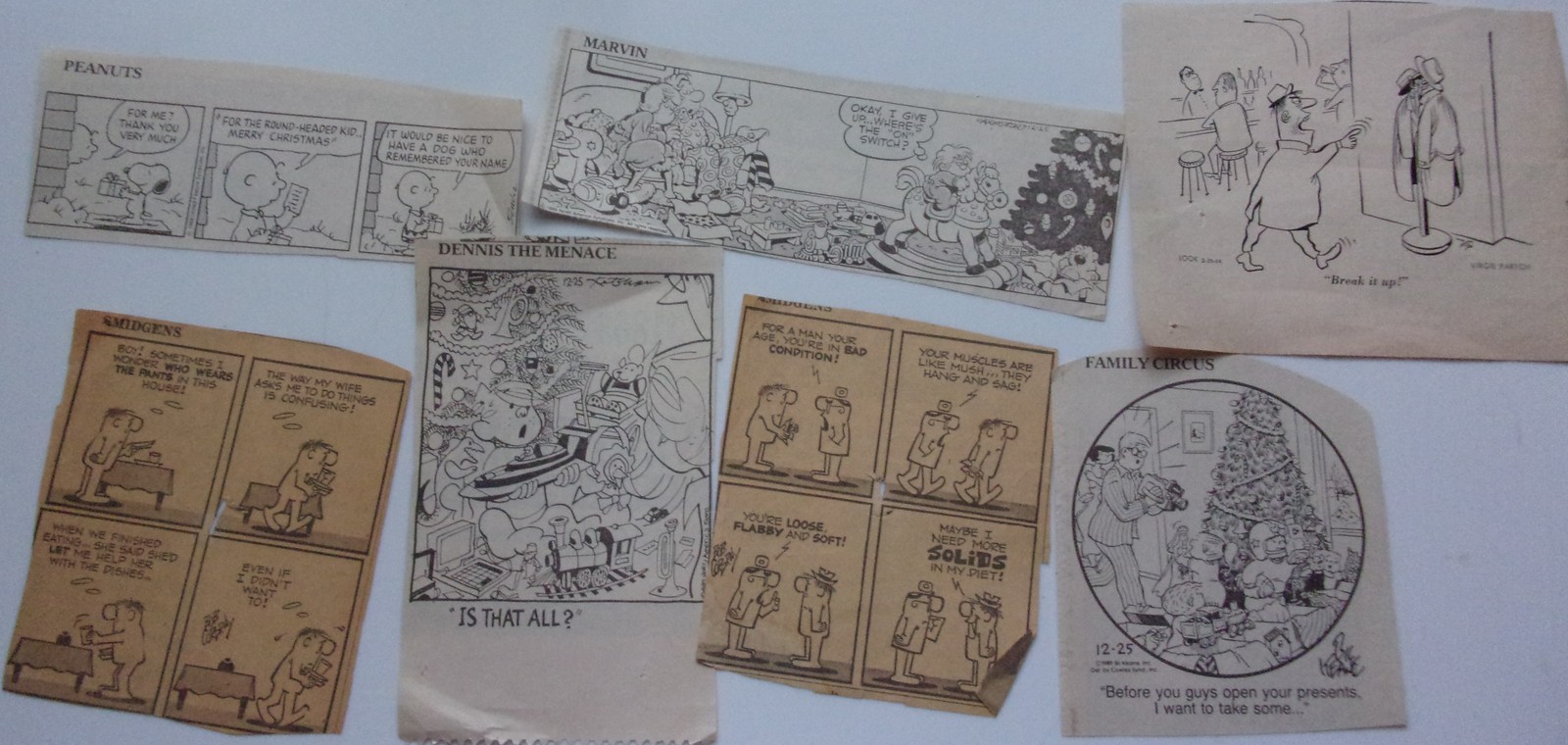 Vintage 7 Assorted Newspaper Black &amp; White Cartoons  - $1.99