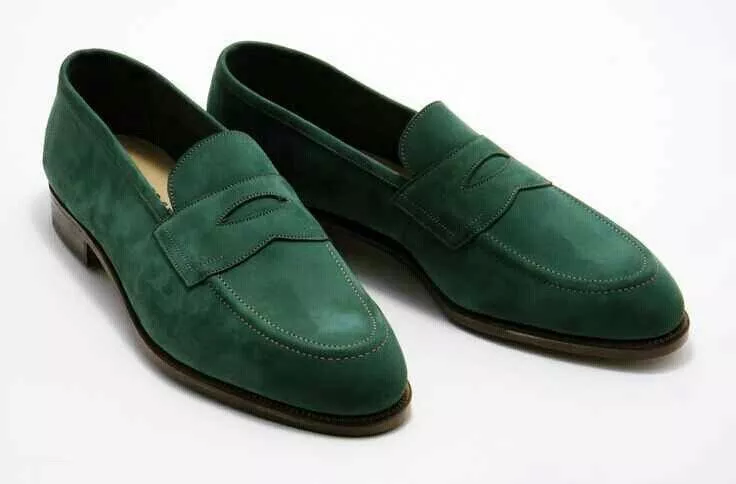 Handmade Olive Green Suede Formal Moccasins Dress Business Shoes For Mens - $149.99+