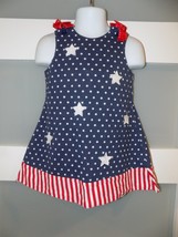 CRE8IONS STARS AND STRIPES NAVY BLUE DRESS SIZE 2T GIRL&#39;S - £11.62 GBP