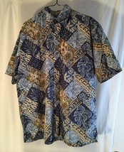 Hilo Hattie Hawaiian Mens Aloha Shirt Short Sleeve  M Geometric Turtles Tapa ? - £13.73 GBP