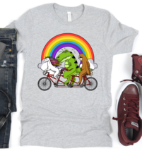 Unicorn T-Rex Dinosaur Sloth Riding Bicycle Unisex T-Shirt - £22.38 GBP
