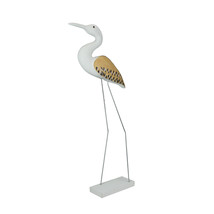 31 Inch Hand Carved White Painted Wood Bird Statue Home Coastal Decor Sculpture - £31.01 GBP