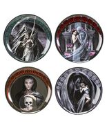 Set Of 4 Dance With Death Grim Reaper Death Angel &amp; Damsel Dessert Salad... - $545.96 MXN