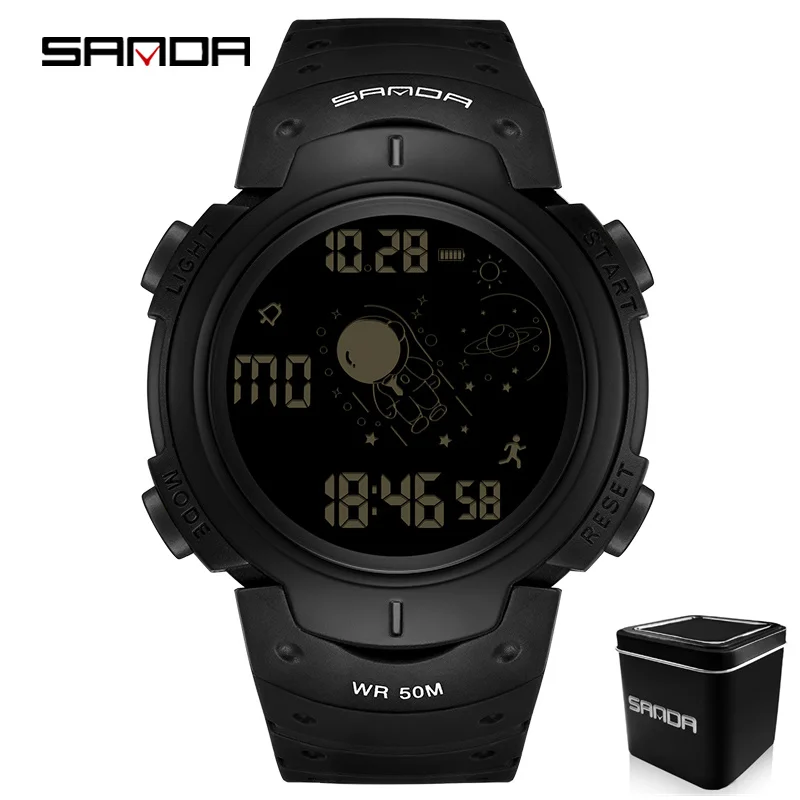 SANDA 2155  Digital Men  Watch LED   Boy And Girl Electronic Waterproof  Student - £48.62 GBP