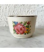 Vintage Harker Custard Cup Petit Point Cross Stitch Pattern Hotoven Floral - $12.96 CAD
