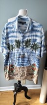 CROFT &amp; BARROW Men&#39;s Hawaiian Shirt Mens XL Beach Blue - £8.05 GBP