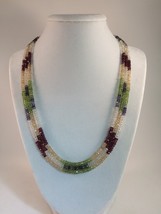 Multi-Stone Multi-Strand Gemstone and Sterling Necklace 16-17&quot; RKS535 - $180.00