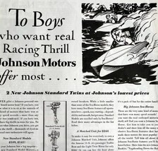 1931 Johnson Motors Advertisement Antique Sea Horses Boats Nautical Ephemera - £24.08 GBP