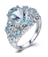 Unique NEW 5 Carat Oval Aquamarine Ring~Size 7~Gift Bag &amp; Free Gift Incl... - $27.77 CAD