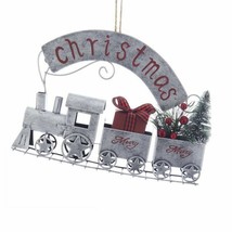 Kurt S. Adler Silver Metal &quot;Christmas&quot; Train Christmas Ornament - £11.75 GBP