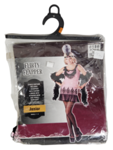 Flirty Flapper Junior Costume Tween Teen 20s Black Pink Dancer Dress Halloween - £14.03 GBP