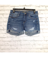 Arizona Jean Shorts Womens Juniors 5 Blue Distressed Cuffed Low Rise 4in... - £15.06 GBP