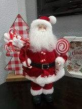  Christmas Santa Claus Peppermint Candy Cane Red White Doll Figurine Statue 15&quot; - £31.96 GBP
