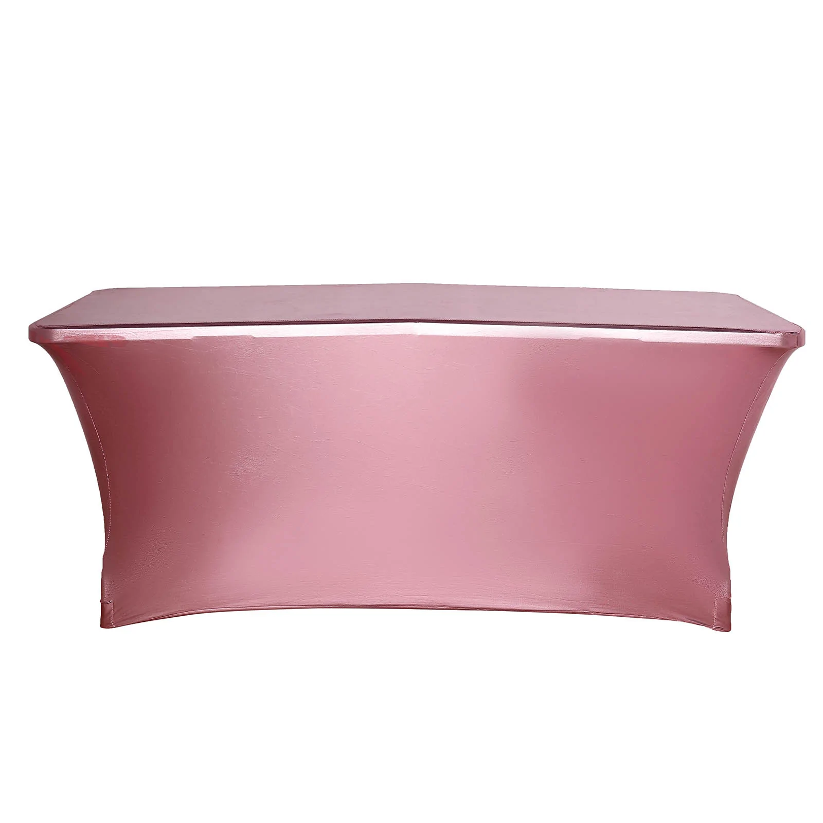 Rose Gold - 6FT Rectangular Stretch Spandex Table Cover Metallic Color - £40.16 GBP