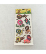 Vintage bright color puffy lion stickers in original package happy stick... - $19.75