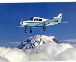 Beechcraft Musketeer Postcard Over Mt Ranier Washington - $14.87