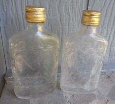 Vtg c 60s Cream Of Kentucky Whiskey Liquor Bottles Clear Glass Hearts Half Pint - £22.87 GBP