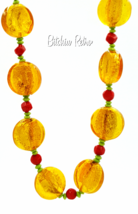Art Glass Beaded Necklace  Fall Autumn Colors Butterscotch Candy  - £31.17 GBP
