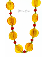 Art Glass Beaded Necklace  Fall Autumn Colors Butterscotch Candy  - £30.68 GBP