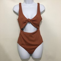 Aerie M Brown Ribbed One-Piece Full Coverage Monokini Bathing Suit Swimsuit - $27.93