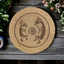 Navajo Coiled Pictorial Kokopelli Basket Native American 15&quot; Diameter Handmade  - £140.16 GBP