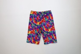 Vtg 90s Streetwear Womens XL Abstract Rainbow Gym Spandex Half Tights Sh... - $54.40