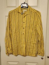The Territory Ahead Button Up Long Sleeve Yellow And Blue Stripped Shirt - £15.50 GBP