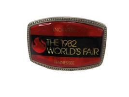 1982 Knoxville Tennessee TN Red And Black World&#39;s Fair Belt Buckle SUNSP... - £11.71 GBP