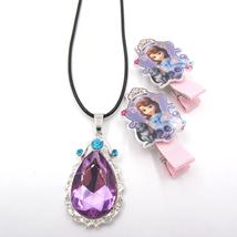 Baby Girls Gift Princess Sofi The First Purple Teardrop Amulet Pendant Chain Nec - £17.92 GBP