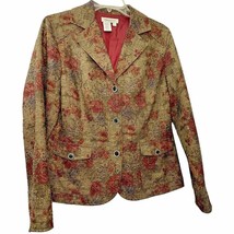 Coldwater Creek Womens Sz Small Rose Floral Antique Brown Jacket Blazer Regency - £10.13 GBP