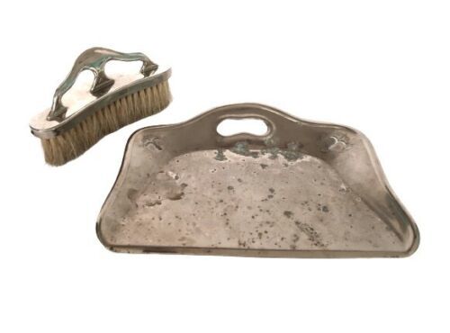Vintage silver tone silvent butler crumb catcher brush &amp; dustpan set - $24.99