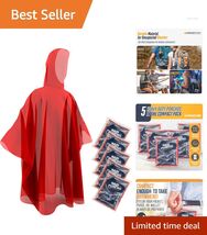 Hooded Disposable Rain Ponchos 5 Pack - Ultimate Weather Protection for ... - $29.65