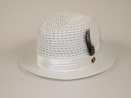 Men's BRUNO CAPELO Stingy Brim Fedora Braid Straw Hat Santa Cruz SC615 White image 5